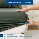 4 Piece Hotel Bamboo Cooling Sheet Set -Ultra Soft 2000TC Breathable Bed Sheets Set with 37 Centimetre Deep Pocket-Cooling Sheets for Hot Sleepers(Olive green,Double)
