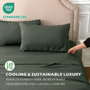 4 Piece Hotel Bamboo Cooling Sheet Set -Ultra Soft 2000TC Breathable Bed Sheets Set with 37 Centimetre Deep Pocket-Cooling Sheets for Hot Sleepers(Olive green,Double)