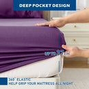 4 Piece Hotel Bamboo Cooling Sheet Set -Ultra Soft 2000TC Breathable Bed Sheets Set with 37 Centimetre Deep Pocket-Cooling Sheets for Hot Sleepers(Purple,Double)