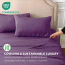 4 Piece Hotel Bamboo Cooling Sheet Set -Ultra Soft 2000TC Breathable Bed Sheets Set with 37 Centimetre Deep Pocket-Cooling Sheets for Hot Sleepers(Purple,King)