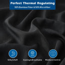 3 Piece Hotel Bamboo Cooling Sheet Set -Ultra Soft 2000TC Breathable Bed Sheets Set with 37 Centimetre Deep Pocket-Cooling Sheets for Hot Sleepers(Black,King Single)