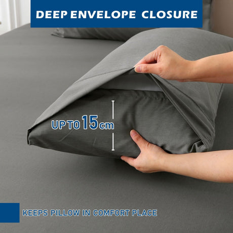 3 Piece Hotel Bamboo Cooling Sheet Set -Ultra Soft 2000TC Breathable Bed Sheets Set with 37 Centimetre Deep Pocket-Cooling Sheets for Hot Sleepers(Grey,King Single)