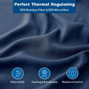 3 Piece Hotel Bamboo Cooling Sheet Set -Ultra Soft 2000TC Breathable Bed Sheets Set with 37 Centimetre Deep Pocket-Cooling Sheets for Hot Sleepers(Navy,King Single)