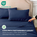 3 Piece Hotel Bamboo Cooling Sheet Set -Ultra Soft 2000TC Breathable Bed Sheets Set with 37 Centimetre Deep Pocket-Cooling Sheets for Hot Sleepers(Navy,King Single)