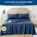 3 Piece Hotel Bamboo Cooling Sheet Set -Ultra Soft 2000TC Breathable Bed Sheets Set with 37 Centimetre Deep Pocket-Cooling Sheets for Hot Sleepers(Navy,King Single)