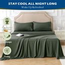 4 Piece Hotel Bamboo Cooling Sheet Set -Ultra Soft 2000TC Breathable Bed Sheets Set with 37 Centimetre Deep Pocket-Cooling Sheets for Hot Sleepers(Olive green,Queen)