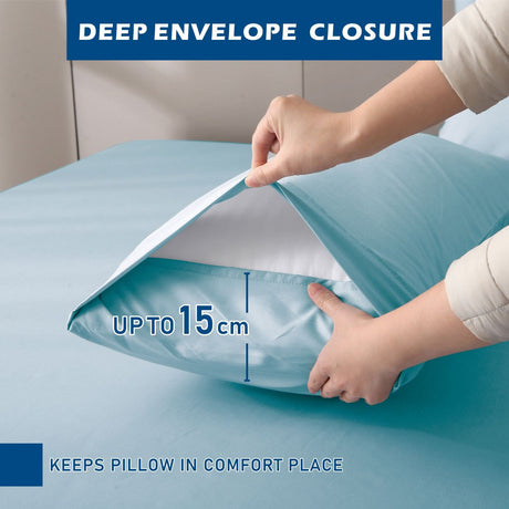 4 Piece Hotel Bamboo Cooling Sheet Set -Ultra Soft 2000TC Breathable Bed Sheets Set with 37 Centimetre Deep Pocket-Cooling Sheets for Hot Sleepers(Sky Blue,Queen)