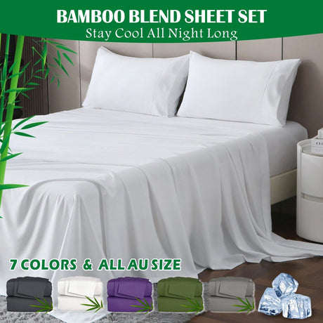 3 Piece Hotel Bamboo Cooling Sheet Set -Ultra Soft 2000TC Breathable Bed Sheets Set with 37 Centimetre Deep Pocket-Cooling Sheets for Hot Sleepers(White,Single)