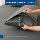3 Piece Hotel Bamboo Cooling Sheet Set -Ultra Soft 2000TC Breathable Bed Sheets Set with 37 Centimetre Deep Pocket-Cooling Sheets for Hot Sleepers(Grey,Single)