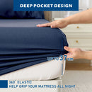 4 Piece Hotel Bamboo Cooling Sheet Set -Ultra Soft 2000TC Breathable Bed Sheets Set with 37 Centimetre Deep Pocket-Cooling Sheets for Hot Sleepers(Navy,Super King)