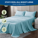 4 Piece Hotel Bamboo Cooling Sheet Set -Ultra Soft 2000TC Breathable Bed Sheets Set with 37 Centimetre Deep Pocket-Cooling Sheets for Hot Sleepers(Sky Blue,Super King)