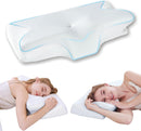 Bamboo Cervical Pillow for Neck and Shoulder Pain Relief Ergonomic Bed Pillow, Cooling Ergonomic Memory Foam Pillow Butterfly Shape for Side Back Stomach Sleeping Use with Breathable Cooling Pillowcase