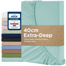 2000TC Hotel Quality Fitted Sheets - 2 Piece Fitted Sheets  -Breathable Bedding - Wrinkle, Fade, Stain Resistant- 16inch/40cm Deep Pocket Fitted Bed Sheets-Wrinkle and Fade Resistant,(Ice blue,King)