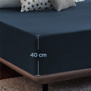 2000TC Hotel Quality Fitted Sheets - 2 Piece Fitted Sheets  -Breathable Bedding - Wrinkle, Fade, Stain Resistant- 16inch/40cm Deep Pocket Fitted Bed Sheets-Wrinkle and Fade Resistant,(Navy,King)