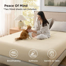 2000TC Hotel Quality Fitted Sheets - 2 Piece Fitted Sheets  -Breathable Bedding - Wrinkle, Fade, Stain Resistant- 16inch/40cm Deep Pocket Fitted Bed Sheets-Wrinkle and Fade Resistant,(Cream White,King)