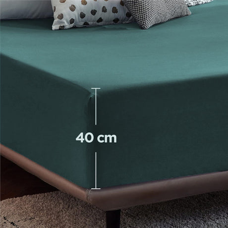 2000TC Hotel Quality Fitted Sheets - 2 Piece Fitted Sheets  -Breathable Bedding - Wrinkle, Fade, Stain Resistant- 16inch/40cm Deep Pocket Fitted Bed Sheets-Wrinkle and Fade Resistant,(Biscay blue,King)