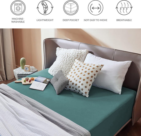 2000TC Hotel Quality Fitted Sheets - 2 Piece Fitted Sheets  -Breathable Bedding - Wrinkle, Fade, Stain Resistant- 16inch/40cm Deep Pocket Fitted Bed Sheets-Wrinkle and Fade Resistant,(Biscay blue,King)