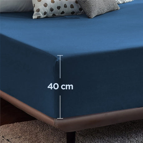 2000TC Hotel Quality Fitted Sheets - 2 Piece Fitted Sheets  -Breathable Bedding - Wrinkle, Fade, Stain Resistant- 16inch/40cm Deep Pocket Fitted Bed Sheets-Wrinkle and Fade Resistant,(Royal blue,King Single)