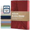 2000TC Hotel Quality Fitted Sheets - 2 Piece Fitted Sheets  -Breathable Bedding - Wrinkle, Fade, Stain Resistant- 16inch/40cm Deep Pocket Fitted Bed Sheets-Wrinkle and Fade Resistant,(Red,Queen)