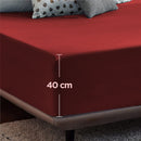 2000TC Hotel Quality Fitted Sheets - 2 Piece Fitted Sheets  -Breathable Bedding - Wrinkle, Fade, Stain Resistant- 16inch/40cm Deep Pocket Fitted Bed Sheets-Wrinkle and Fade Resistant,(Red,Queen)