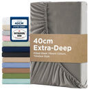 2000TC Hotel Quality Fitted Sheets - 2 Piece Fitted Sheets  -Breathable Bedding - Wrinkle, Fade, Stain Resistant- 16inch/40cm Deep Pocket Fitted Bed Sheets-Wrinkle and Fade Resistant,(Grey,Single)