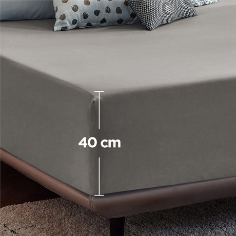 2000TC Hotel Quality Fitted Sheets - 2 Piece Fitted Sheets  -Breathable Bedding - Wrinkle, Fade, Stain Resistant- 16inch/40cm Deep Pocket Fitted Bed Sheets-Wrinkle and Fade Resistant,(Grey,Super King)