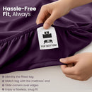 Hotel Quality Fitted Sheet - 1 Piece Fitted Sheet  -Breathable Bedding - Wrinkle, Fade, Stain Resistant- 16inch/40cm Deep Pocket Fitted Bed Sheet-Wrinkle and Fade Resistant,(Purple,Double)