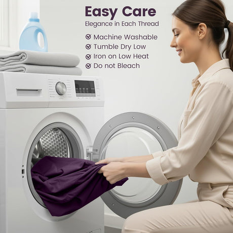 Hotel Quality Fitted Sheet - 1 Piece Fitted Sheet  -Breathable Bedding - Wrinkle, Fade, Stain Resistant- 16inch/40cm Deep Pocket Fitted Bed Sheet-Wrinkle and Fade Resistant,(Purple,Single)