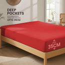 Hotel Quality Fitted Sheet - 1 Piece Fitted Sheet  -Breathable Bedding - Wrinkle, Fade, Stain Resistant- 16inch/40cm Deep Pocket Fitted Bed Sheet-Wrinkle and Fade Resistant,(Red,Super King)
