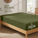 Hotel Quality Fitted Sheet - 1 Piece Fitted Sheet  -Breathable Bedding - Wrinkle, Fade, Stain Resistant- 16inch/40cm Deep Pocket Fitted Bed Sheet-Wrinkle and Fade Resistant,(Olive green,Super King)