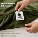 Hotel Quality Fitted Sheet - 1 Piece Fitted Sheet  -Breathable Bedding - Wrinkle, Fade, Stain Resistant- 16inch/40cm Deep Pocket Fitted Bed Sheet-Wrinkle and Fade Resistant,(Olive green,Super King)