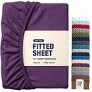 Hotel Quality Fitted Sheet - 1 Piece Fitted Sheet  -Breathable Bedding - Wrinkle, Fade, Stain Resistant- 16inch/40cm Deep Pocket Fitted Bed Sheet-Wrinkle and Fade Resistant,(Purple,Super King)