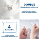 3 Piece Hotel Soft Microfiber Quilt Cover Set-2000TC Duvet/Donna Cover Set & Pillowcases -1 Quilt Cover Zipper Closure & 1 x Pillowcases-Breathable Bedding - Wrinkle, Fade, Stain Resistant(White,Double)