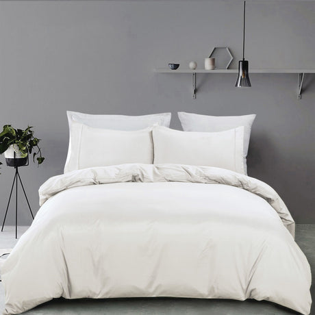 3 Piece Hotel Soft Microfiber Quilt Cover Set-2000TC Duvet/Donna Cover Set & Pillowcases -1 Quilt Cover Zipper Closure & 1 x Pillowcases-Breathable Bedding - Wrinkle, Fade, Stain Resistant(Raw white,Double)