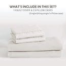 3 Piece Hotel Soft Microfiber Quilt Cover Set-2000TC Duvet/Donna Cover Set & Pillowcases -1 Quilt Cover Zipper Closure & 1 x Pillowcases-Breathable Bedding - Wrinkle, Fade, Stain Resistant(Raw white,Double)