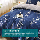 3 Piece Hotel Soft Microfiber Quilt Cover Set-2000TC Duvet/Donna Cover Set & Pillowcases -1 Quilt Cover Zipper Closure & 1 x Pillowcases-Breathable Bedding - Wrinkle, Fade, Stain Resistant(Navy Floral,Double)