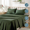 4 Piece Bed Sheet Set- Bedding Sheets & Pillowcases -Breathable Bedding - Wrinkle, Fade, Stain Resistant-Deep Pocket Flat Fitted Bed Sheet Set(Olive green,Double)