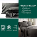 4 Piece Bed Sheet Set- Bedding Sheets & Pillowcases -Breathable Bedding - Wrinkle, Fade, Stain Resistant-Deep Pocket Flat Fitted Bed Sheet Set(Dark gray,Double)