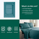 4 Piece Bed Sheet Set- Bedding Sheets & Pillowcases -Breathable Bedding - Wrinkle, Fade, Stain Resistant-Deep Pocket Flat Fitted Bed Sheet Set(Biscay blue,Double)
