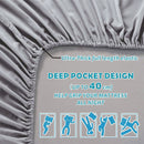 4 Piece Bed Sheet Set- Bedding Sheets & Pillowcases -Breathable Bedding - Wrinkle, Fade, Stain Resistant-Deep Pocket Flat Fitted Bed Sheet Set(Silver-gray,Double)