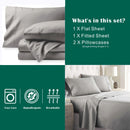 4 Piece Bed Sheet Set- Bedding Sheets & Pillowcases -Breathable Bedding - Wrinkle, Fade, Stain Resistant-Deep Pocket Flat Fitted Bed Sheet Set(Silver-gray,Double)
