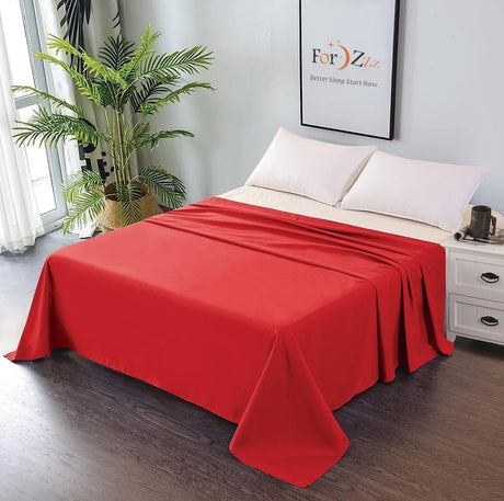 Elegant Comfort Premium Hotel Quality 1-Piece Double Flat Sheet, Luxury and Softest 2000 Thread Count Bedding Flat Sheet(Double,Red)