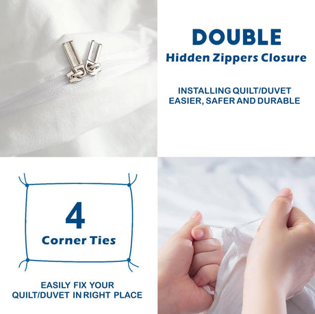 3 Piece Hotel Soft Microfiber Quilt Cover Set-2000TC Duvet/Donna Cover Set & Pillowcases -1 Quilt Cover Zipper Closure & 1 x Pillowcases-Breathable Bedding - Wrinkle, Fade, Stain Resistant(White,King)