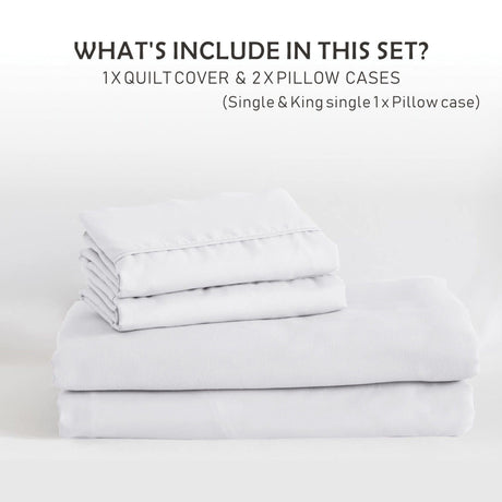3 Piece Hotel Soft Microfiber Quilt Cover Set-2000TC Duvet/Donna Cover Set & Pillowcases -1 Quilt Cover Zipper Closure & 1 x Pillowcases-Breathable Bedding - Wrinkle, Fade, Stain Resistant(White,King)