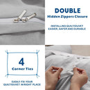 3 Piece Hotel Soft Microfiber Quilt Cover Set-2000TC Duvet/Donna Cover Set & Pillowcases -1 Quilt Cover Zipper Closure & 1 x Pillowcases-Breathable Bedding - Wrinkle, Fade, Stain Resistant(Silver-gray,King)