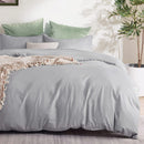 3 Piece Hotel Soft Microfiber Quilt Cover Set-2000TC Duvet/Donna Cover Set & Pillowcases -1 Quilt Cover Zipper Closure & 1 x Pillowcases-Breathable Bedding - Wrinkle, Fade, Stain Resistant(Silver-gray,King)
