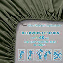 4 Piece Bed Sheet Set- Bedding Sheets & Pillowcases -Breathable Bedding - Wrinkle, Fade, Stain Resistant-Deep Pocket Flat Fitted Bed Sheet Set(Olive green,King)