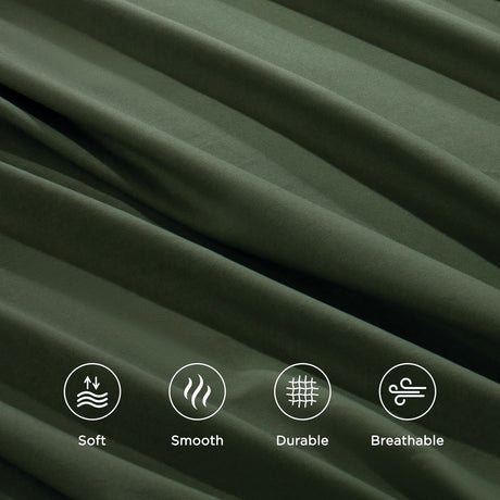 4 Piece Bed Sheet Set- Bedding Sheets & Pillowcases -Breathable Bedding - Wrinkle, Fade, Stain Resistant-Deep Pocket Flat Fitted Bed Sheet Set(Olive green,King)