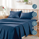 4 Piece Bed Sheet Set- Bedding Sheets & Pillowcases -Breathable Bedding - Wrinkle, Fade, Stain Resistant-Deep Pocket Flat Fitted Bed Sheet Set(Navy,King)