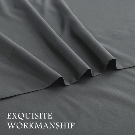 4 Piece Bed Sheet Set- Bedding Sheets & Pillowcases -Breathable Bedding - Wrinkle, Fade, Stain Resistant-Deep Pocket Flat Fitted Bed Sheet Set(Dark gray,King)